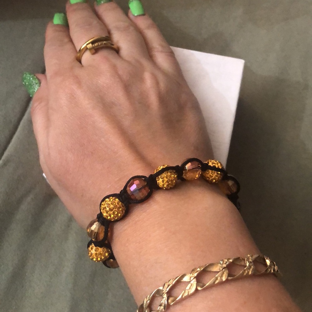 Shambala bracelet. Yellow crystals